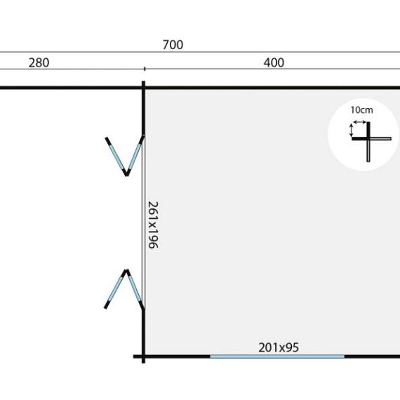 Blokhut - Tuinhuis Torkel | 44 mm | vuren onbehandeld