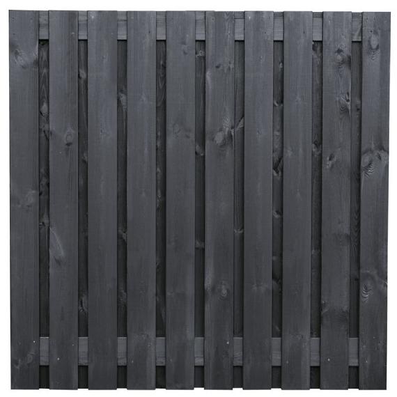 Tuinscherm Stuttgart, zwart gespoten vuren, RVS-geschroefd, 21-planks (19+2) 180 x 180 cm