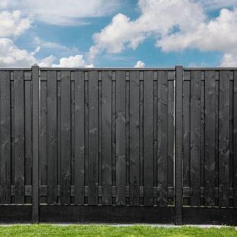 Tuinscherm Stuttgart, zwart gespoten vuren, RVS-geschroefd, 21-planks (19+2) 180 x 180 cm