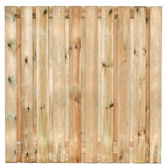 Tuinscherm Enschede, groen geïmpregneerd grenen, RVS-geschroefd, 21-planks (19+2) 180 x 180 cm
