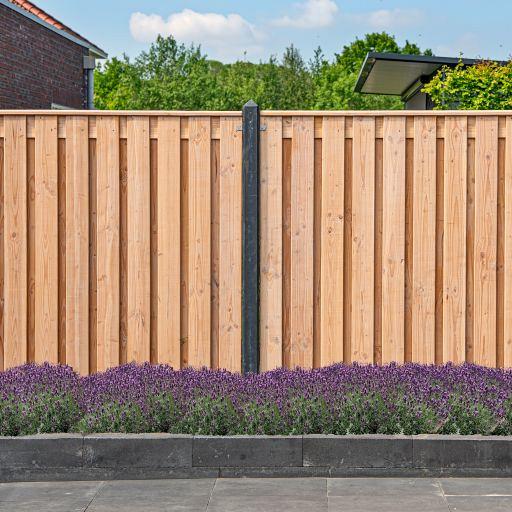 Tuinscherm Zwarte Woud, douglas, RVS-geschroefd, 21-planks (19+2) 180 x 180 cm