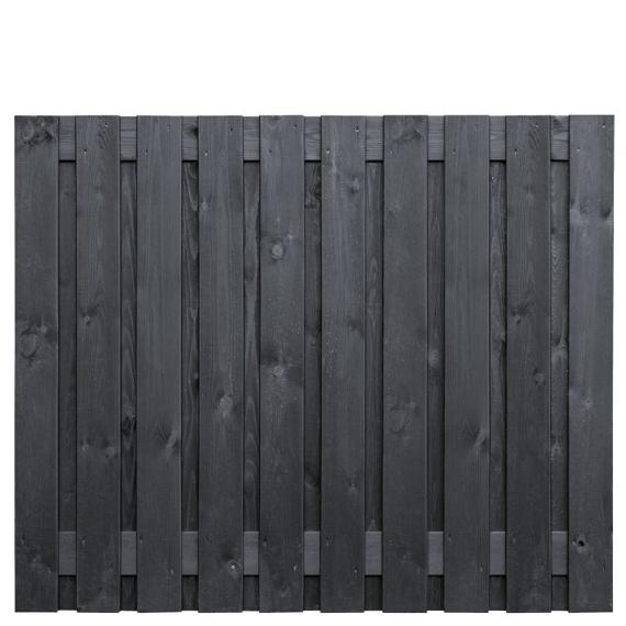 Tuinscherm vuren zwart gespoten, 21-planks (19 + 2) Stuttgart 150 x 180 cm