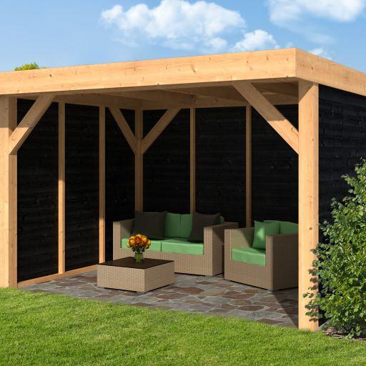 DHZ Plat dak Ommen Douglas 300 x 400 cm zwart geïmpregneerd
