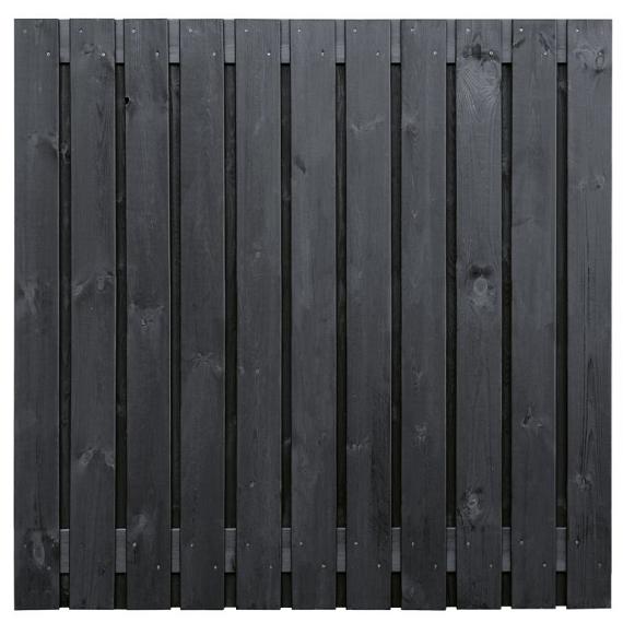 Tuinscherm Dresden, zwart gespoten vuren, RVS-geschroefd, 23-planks (21+2) 180 x 180 cm