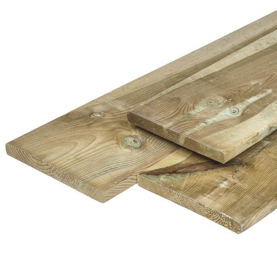Geïmpregneerd Grenen plank Geschaafd met ronde hoeken 20x200 mm 400 cm