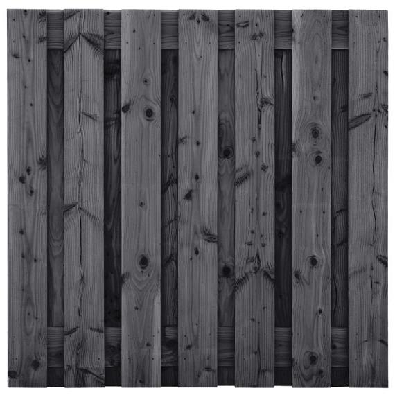 Tuinscherm Wolfsburg, zwart geïmpregneerd douglas, RVS-geschroefd, 15-planks (13+2) 180 x 180 cm
