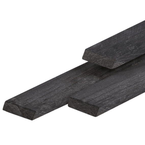 Douglas rhombus geschaafd zwart gespoten 20x67 mm 360 cm
