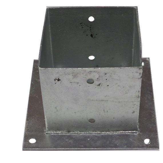 Paalhouder met plaat 151x151 mm hoogte 150 mm verzinkt
