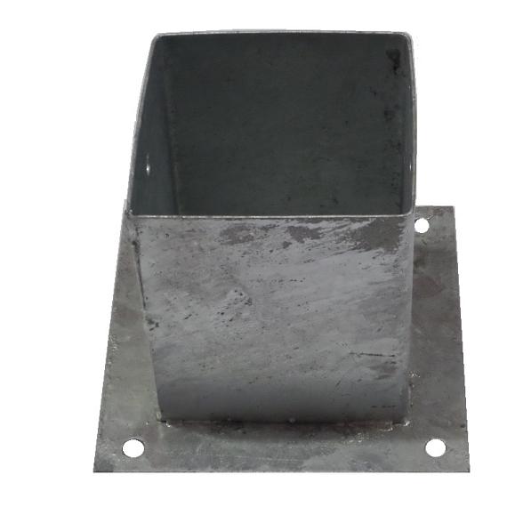 Paalhouder met plaat 121x121 mm hoogte 150 mm verzinkt