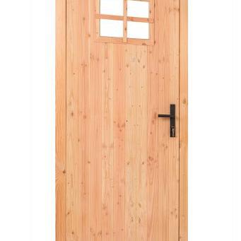 Douglas enkele klampdeur met klein raam B1000xH2050mm buitenmaat, linksdraaiend