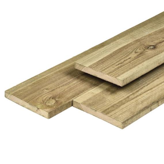 Geïmpregneerd Grenen plank Geschaafd met ronde hoeken 16x140 mm 195 cm
