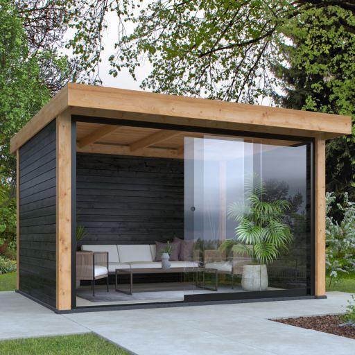 DHZ Plat dak Ommen Douglas 300 x 400 cm zwart geïmpregneerd