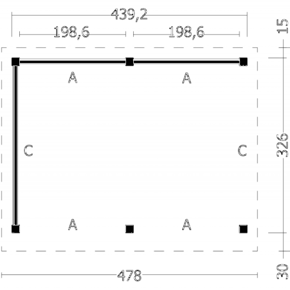 Oslo L Type 2 Douglas Gedroogd Potdekselplank zwart