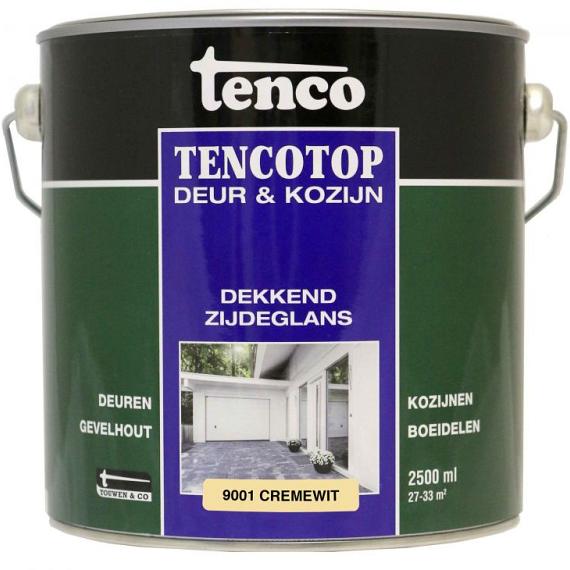 TENCO Top Deur  & Kozijn Dekkend Zijdeglans Creme wit (ral 9001) 2.5 Liter