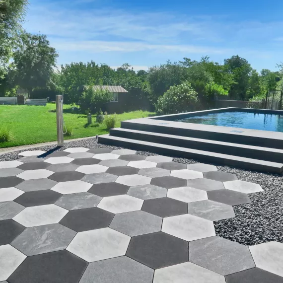 Staptegel Hexagons 60x52x2 Basalto