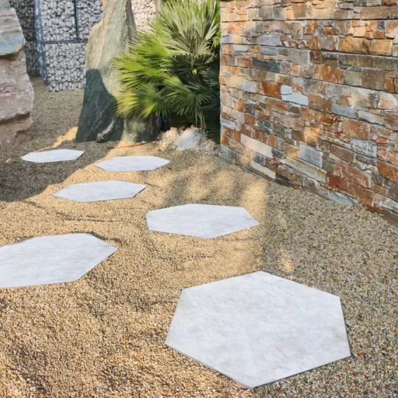 Staptegel Hexagons 60x52x2 Quarzite Bianca