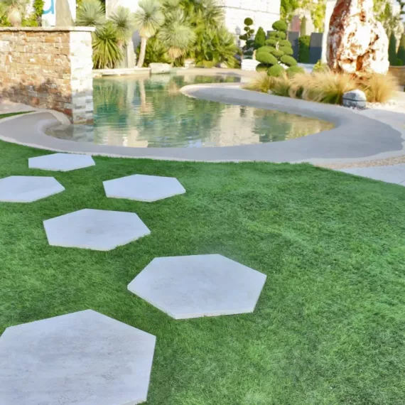 Staptegel Hexagons 60x52x2 Quarzite Bianca