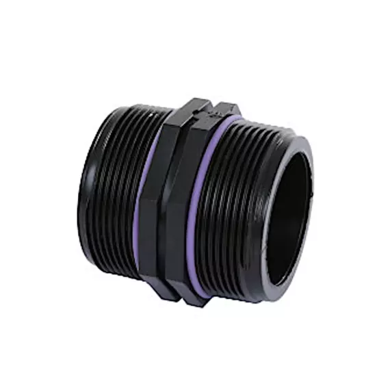 Self-Seal pp dubbele nippel, 2x buitendraad, 6 bar, 1" x 1"