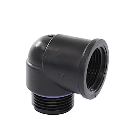 Self-Seal pp knie 90°, bidr x budr, 6 bar, 1" x 1"