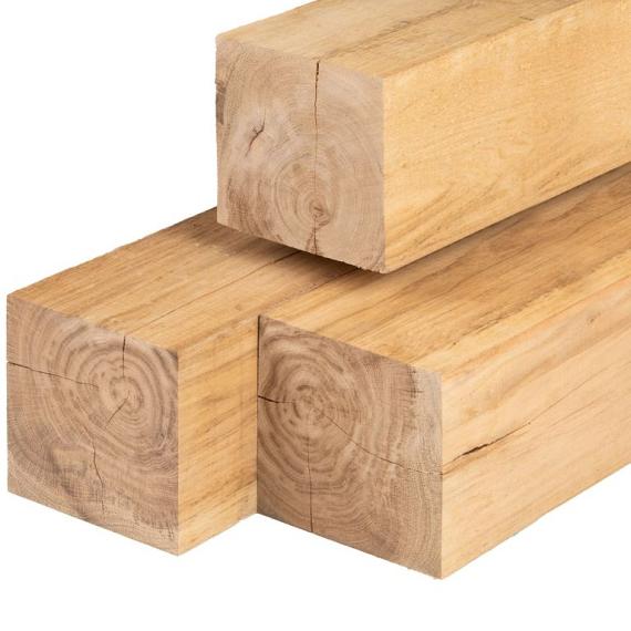 Eiken paal 10,0 x 10,0 x 300 cm ongedroogd, fijn bezaagd