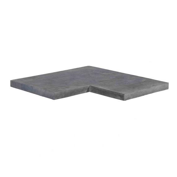 Vijver/Afdekband Vietnamese hardsteen binnenhoek 40/40x20x3 cm, opp. en zijkanten grof geschuurd