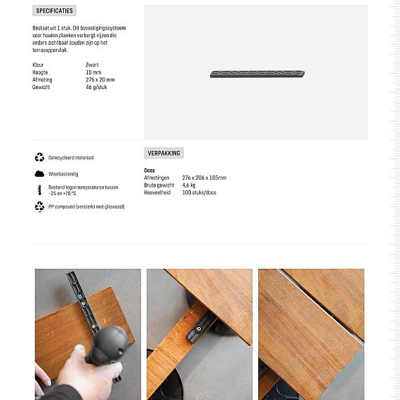 Vlonderstick 275x20x10 tbv blindmontage planken