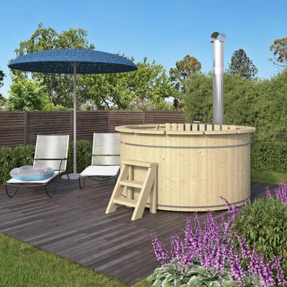 Hottub met interne RVS kachel ø200 cm onbehandeld vuren