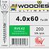 WOODIES Spaanplaatschroef RVS A2 Torx 4.0x60 200 st.