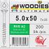 WOODIES Spaanplaatschroef RVS A2 Torx 5.0x50 200 st.