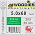 WOODIES Spaanplaatschroef RVS A2 Torx 5.0x60 200 st.