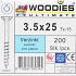 WOODIES Spaanplaatschroef Verzinkt Torx 3.5x25 200 st.