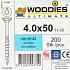 WOODIES Spaanplaatschroef Verzinkt Torx 4.0x50 200 st.