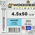 WOODIES Spaanplaatschroef Verzinkt Torx 4.5x50 200 st.
