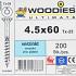WOODIES Spaanplaatschroef Verzinkt Torx 4.5x60 200 st.