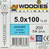 WOODIES Spaanplaatschroef Verzinkt Torx 5.0x100 200 st.