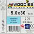 WOODIES Spaanplaatschroef Verzinkt Torx 5.0x30 200 st.