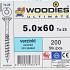WOODIES Spaanplaatschroef Verzinkt Torx 5.0x60 200 st.