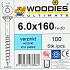 WOODIES Spaanplaatschroef Verzinkt Torx 6.0x160 100 st.